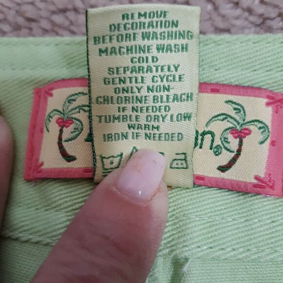 Lilly & Van Lime Green Straight Leg Cropped Pants Stretch Cotton Comfort Sz Med. - Picture 7 of 7